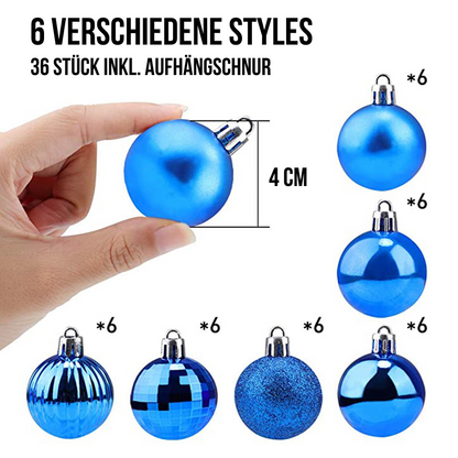 Weihnachtskugeln Kunststoff - Packung mit 36Stk.